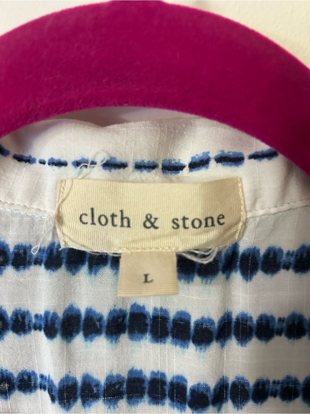 cloth & stone White Button-Front Shirt with Navy Stripe Pattern - Picture 3 of 5